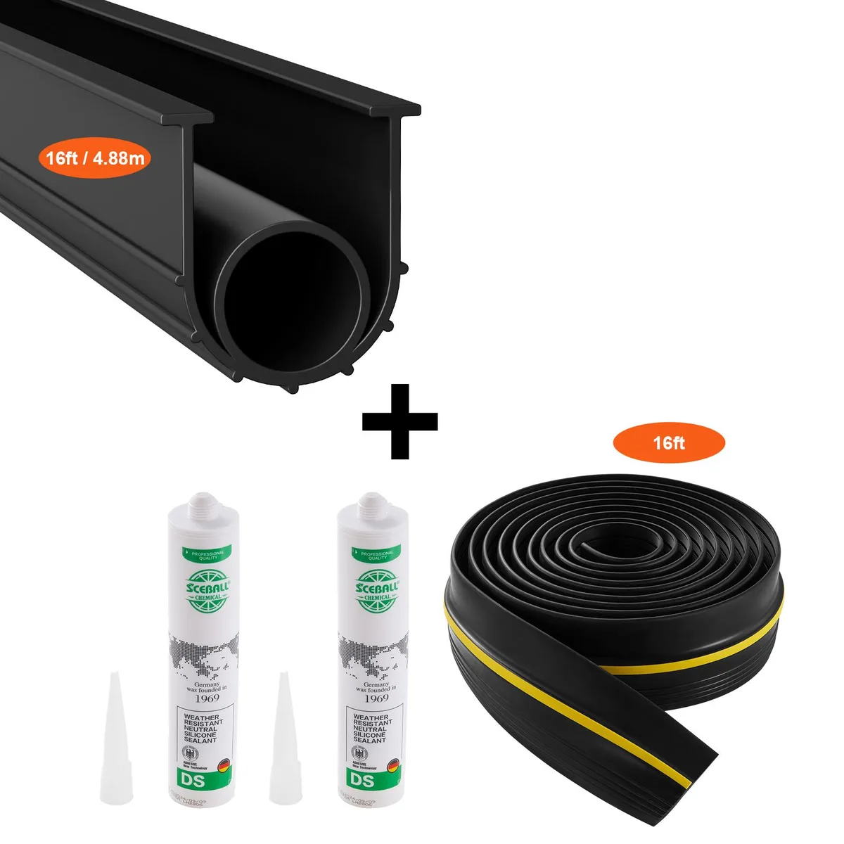 VEVOR VEVOR Garage Door Threshold &amp; Bottom Seals Kit 16 ft Black — product photo