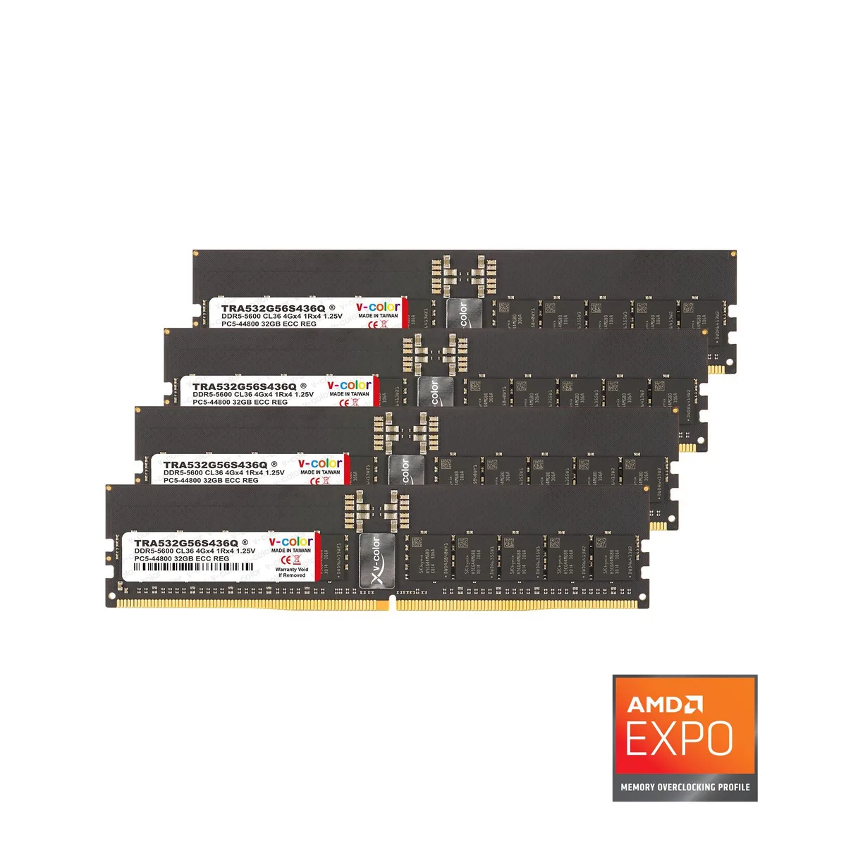 V-color V-color OC R-DIMM 128GB (4x32GB) DDR5 5600 CL36 2Rx8 Registered ECC 1.25V AMD EXPO TRA532G56S436Q — product photo