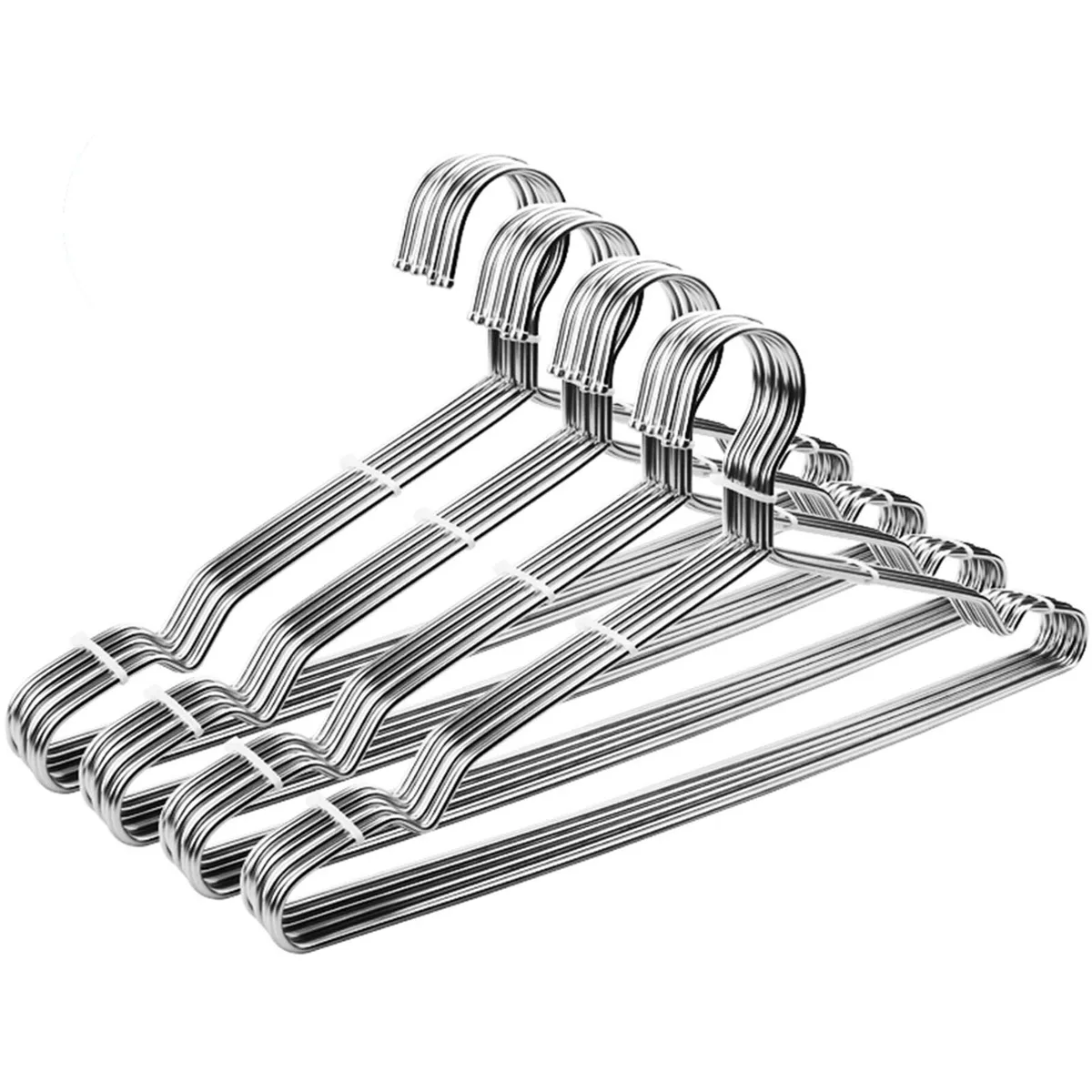 Forty ultra-thin stainless steel coat hangers with smooth ball hooks and non-slip shoulder grooves
