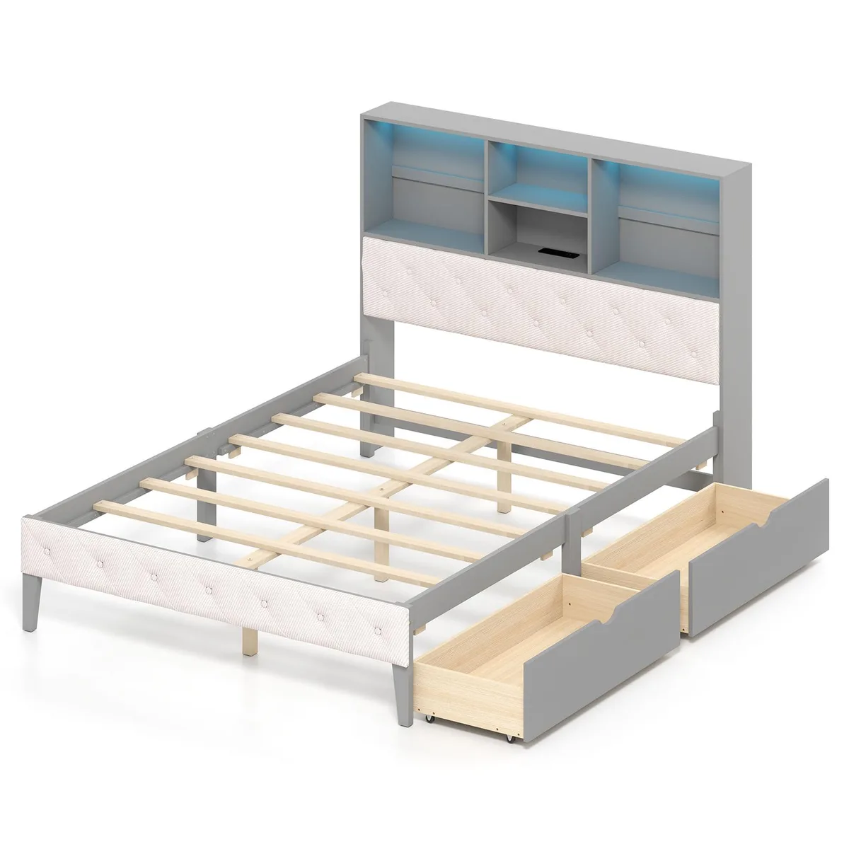 SlickBlue SlickBlue Twin Bunk Loft Bed Gray 47" Headboard LED 22 Modes 86x57.5x47 — product photo