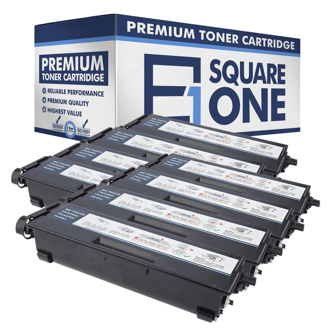 eSquareOne eSquareOne S1-BR-TN650-8 Black Toner Cartridge 8-Pack for Brother TN650 TN620 — product photo