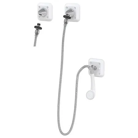 Circular flat showerhead with single lever handle, brushed metal finish