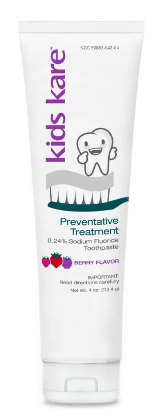 Blue 4.3 oz berry fluoride toothpaste tube for kids