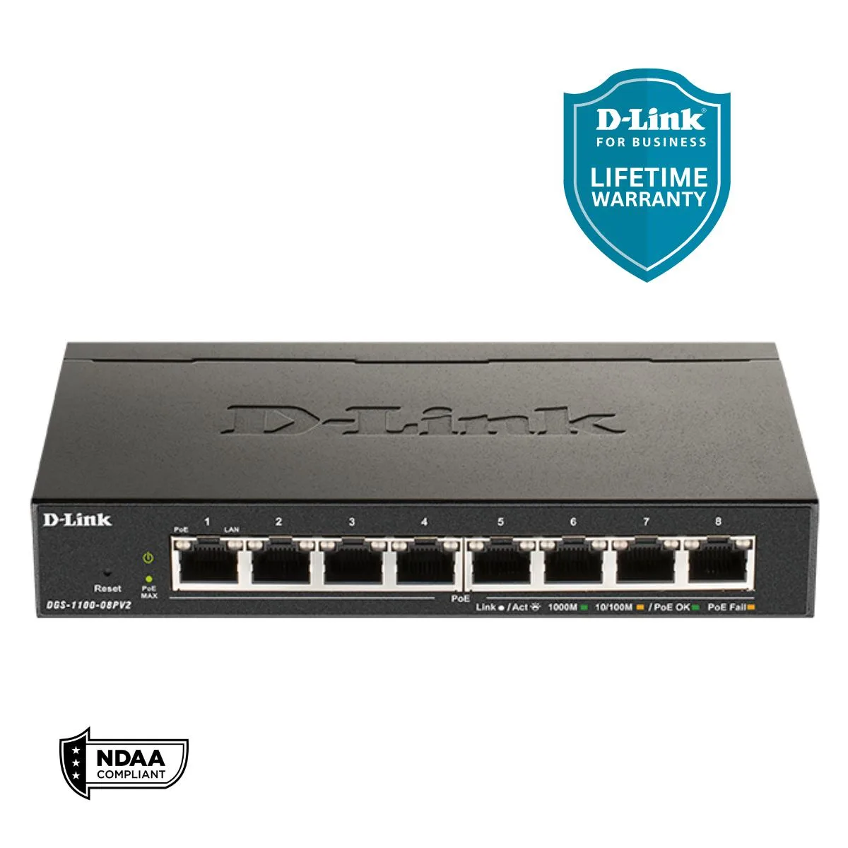 D-Link D-Link DGS110008PV2 8-port Gigabit PoE+ network switch 64W — product photo