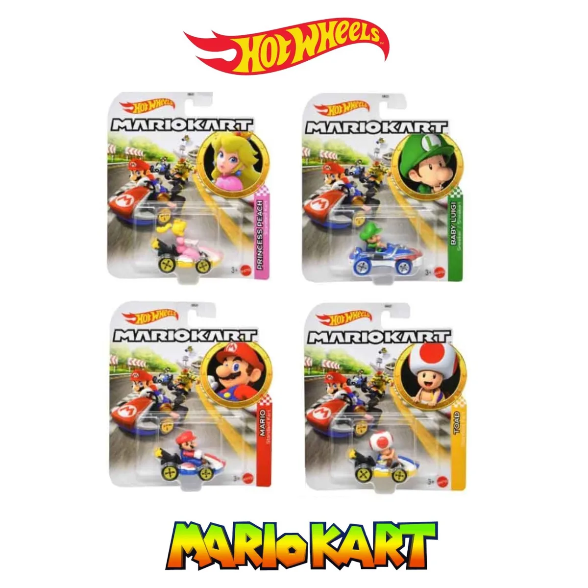 Mattel Mattel Hot Wheels Mario Kart 1:64 Scale Mystery 4-Pack — product photo