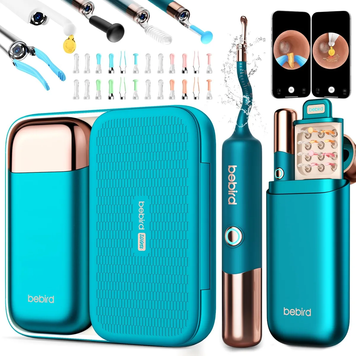 Ocean Blue ear camera with flexible tip and tweezers