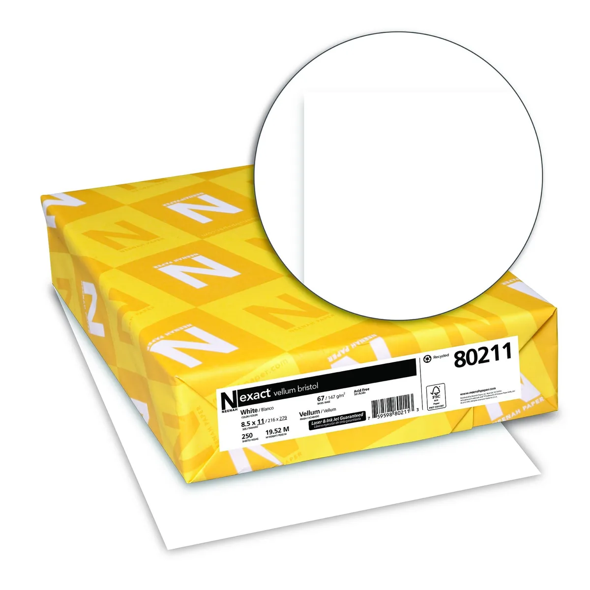  Neenah Exact Vellum Bristol 80211 8.5x11 67lb 250 sheets — product photo