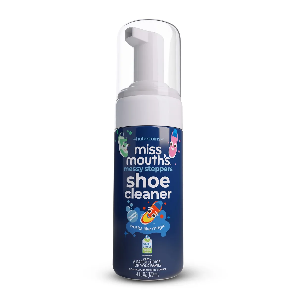 Yellow 4oz foaming shoe cleaner bottle with pump sprayer