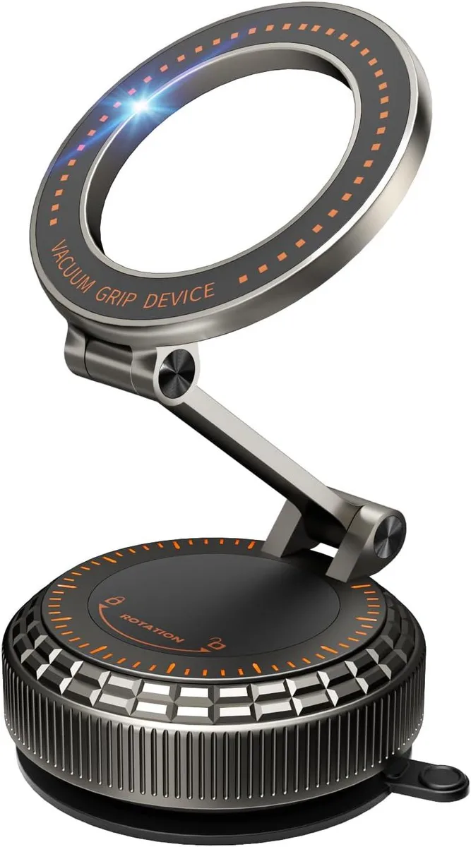 Keyence Keyence Metal Magnetic Car Phone Holder 360° Vacuum Suction Mount (Dark Gray) — product photo