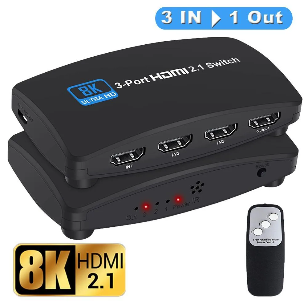 WRIARICH WRIARICH OZ8Q3 3-port HDMI 2.1 video switch 8K60 4K120 — product photo