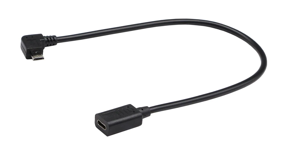 Vszerda Vszerda Micro USB 2.0 to USB C Cable 30cm Left Bend 90 Degree — product photo
