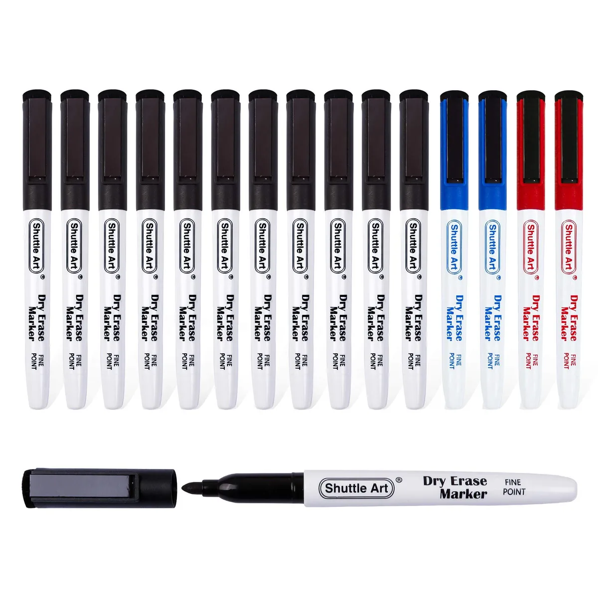  Shuttle Art Dry Erase Markers 15 Pack 11 Black 2 Blue 2 Red — product photo
