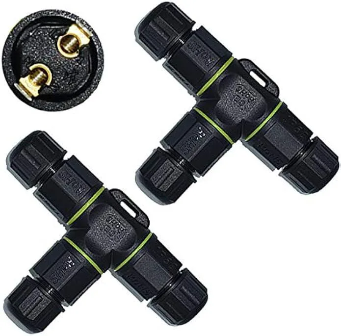 Black rectangular IP68 junction box with three cable glands