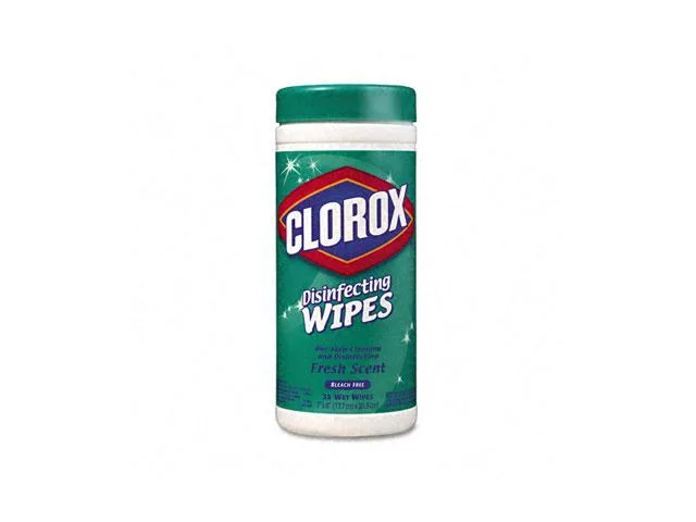 White cylindrical canister of Clorox disinfecting wipes, 75 count