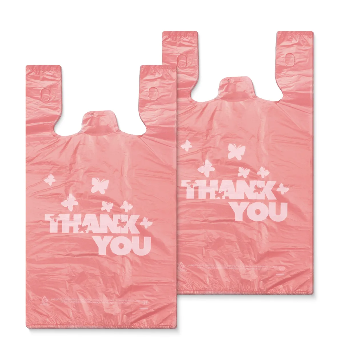  YYR-P100 Pink Thank You Bag 100PCS 11x6x21in — product photo