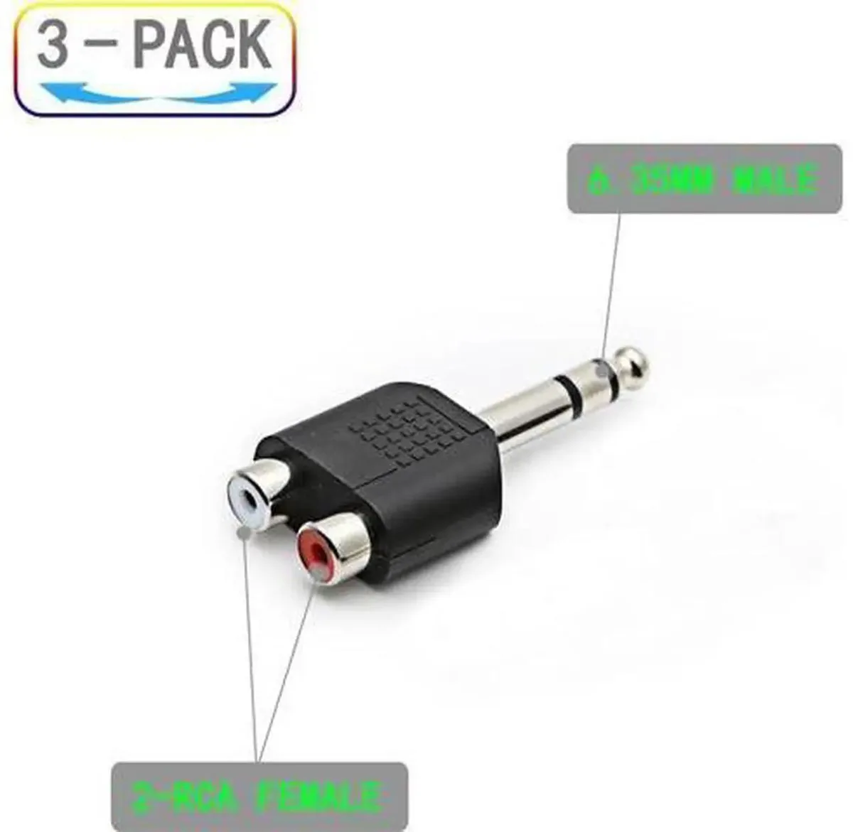 SMUGDESK SMUGDESK 3Pack 6.35mm TRS Male to Dual RCA Female Audio Adapter — product photo