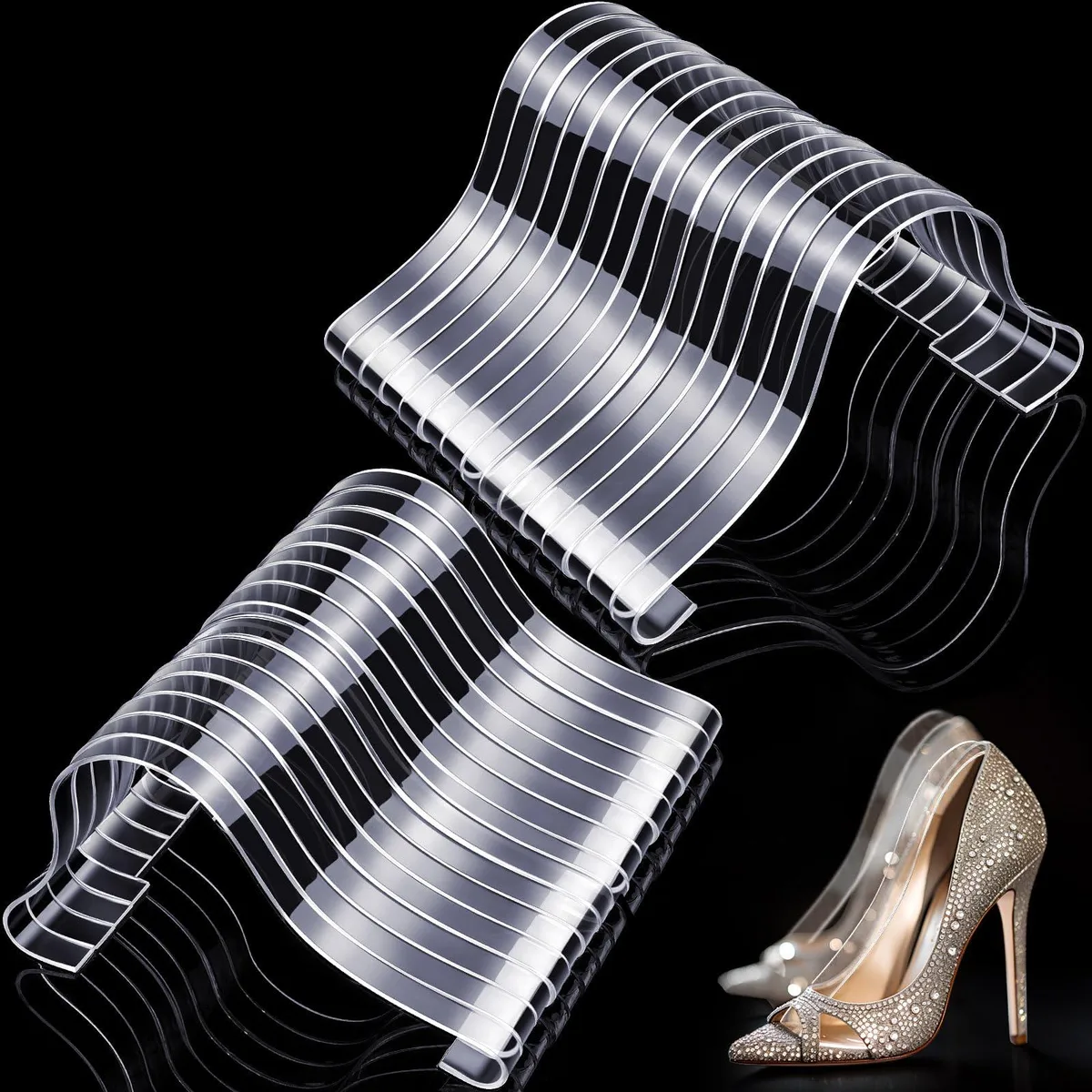 Twenty clear acrylic sandal shapers, each 22 by 12 cm, packed in a set of 20
