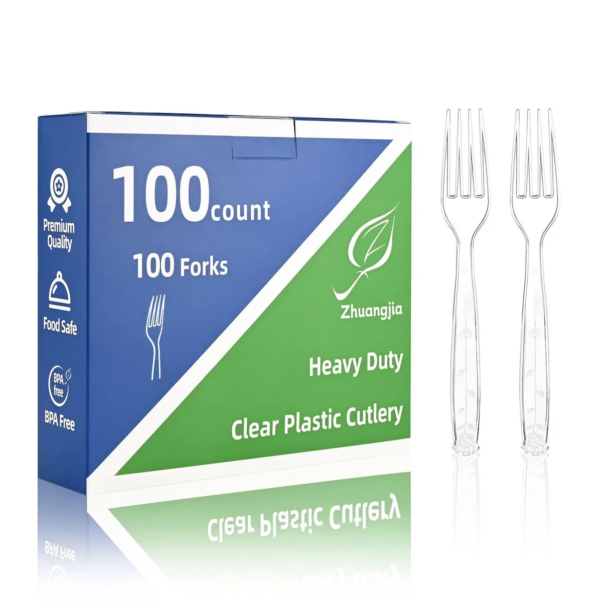  ZhuangJia 100PCS Cutlery — 100 Clear Forks 7.1in — product photo