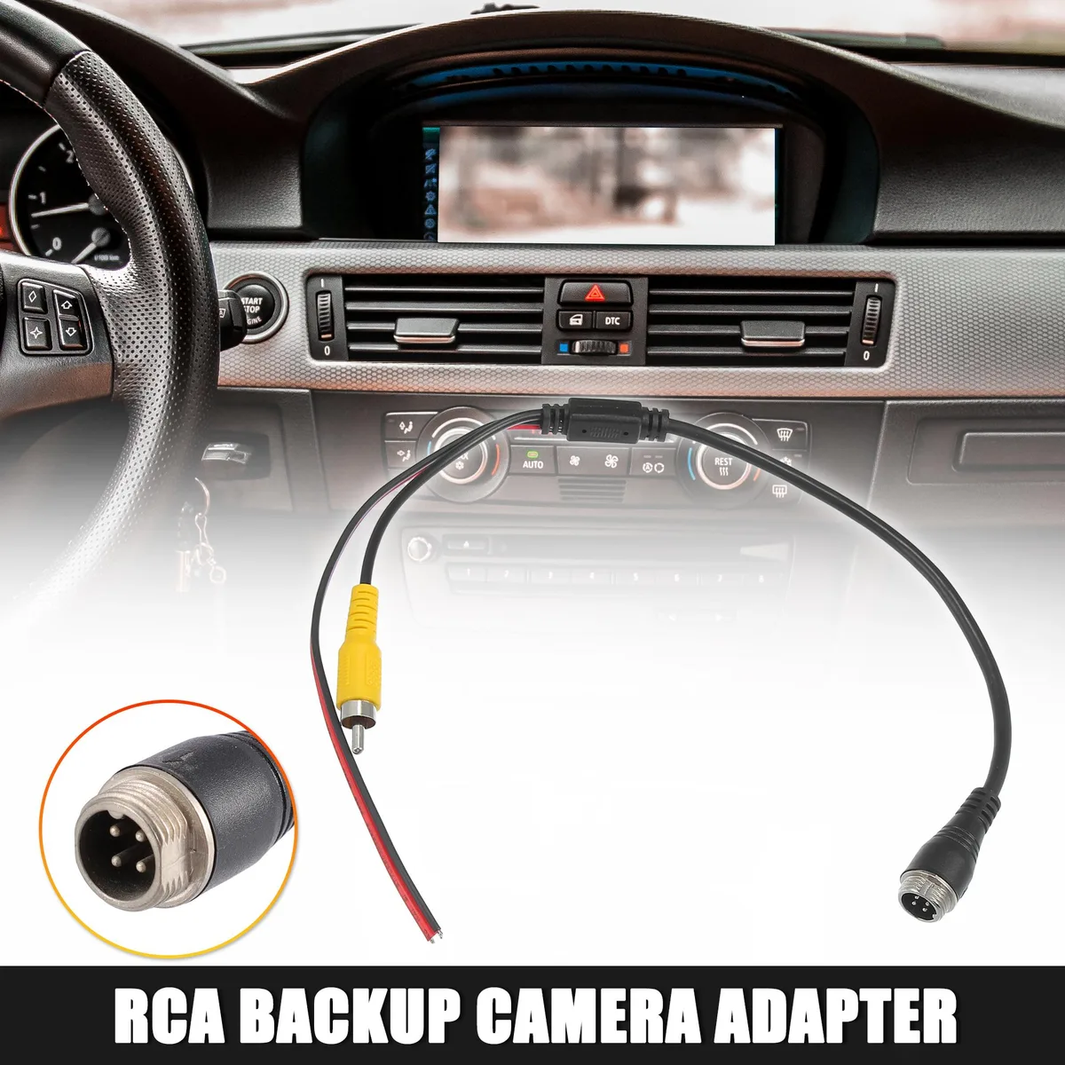 Unique-Bargains Unique-Bargains Car Camera Adapter M12 4-Pin Male to RCA AV Male with Trigger Wire — product photo