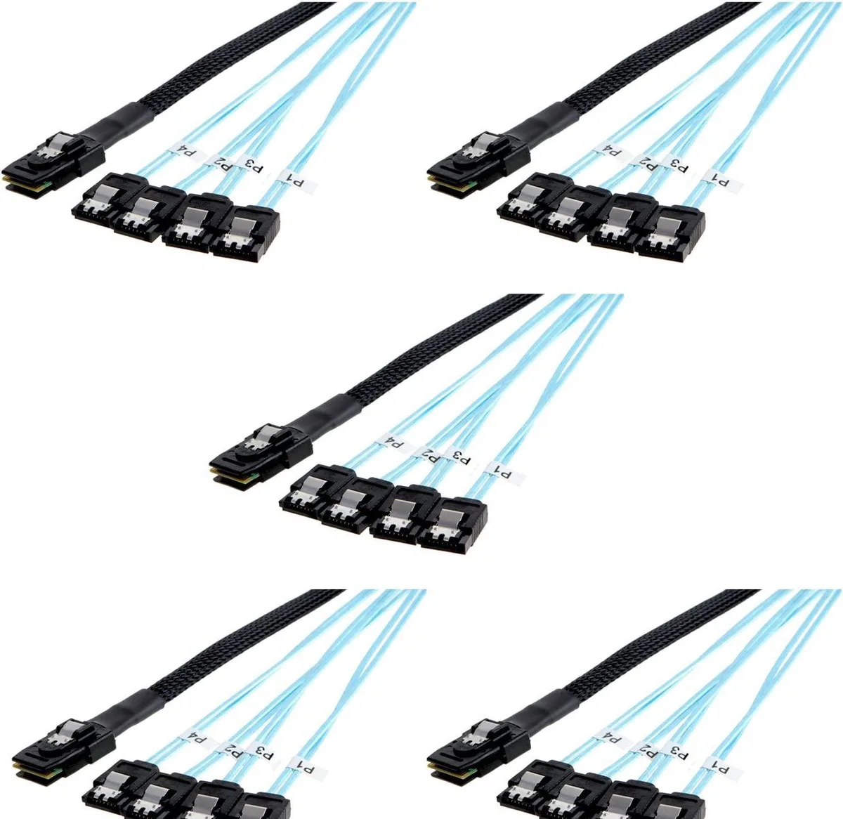 CableCreation CableCreation Mini SAS 36Pin (SFF-8087) Male to 4 SATA 7Pin Female Cable 1.6ft 5 Pack — product photo