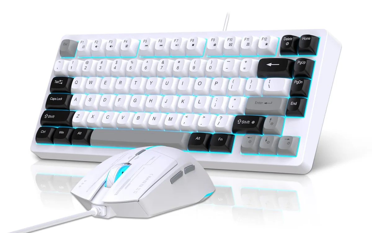  Snpurdiri Wired Gaming Keyboard and Mouse Combo 75% Ice Blue Backlight Black — product photo