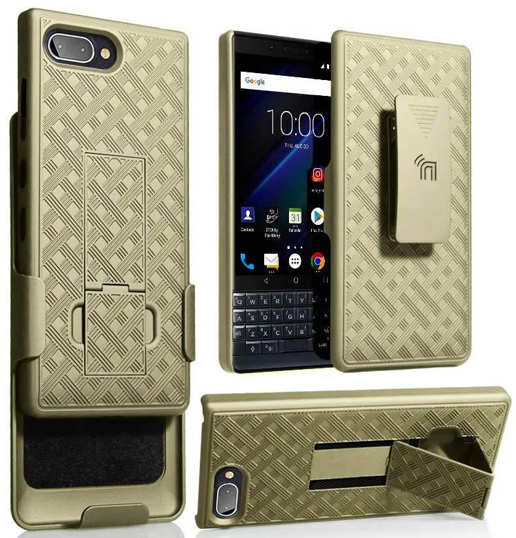 Nakedcellphone Nakedcellphone Kickstand Case + Belt Clip Holster Combo Gold for BlackBerry Key2 LE — product photo