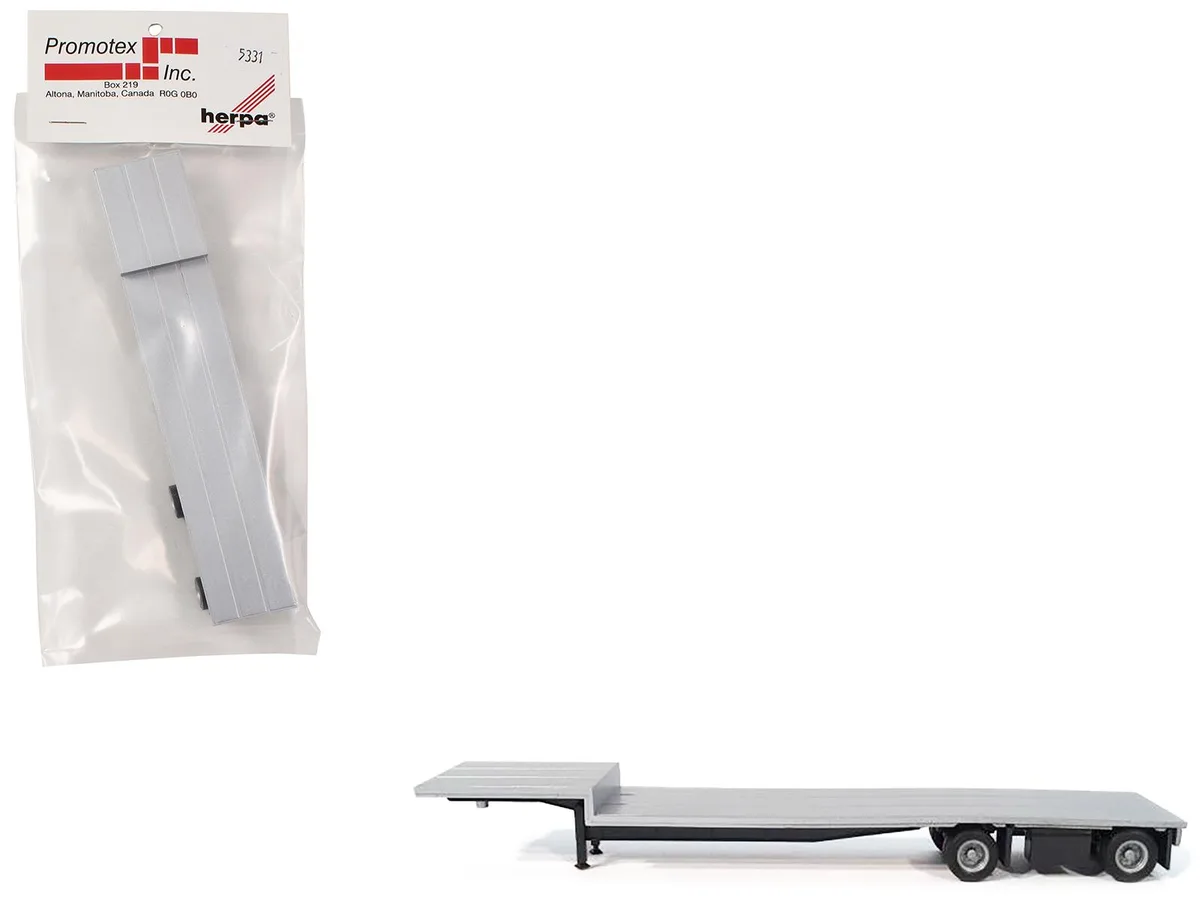 Promotex Promotex 2-Axle Dropdeck Flatbed Trailer Silver Top 1/87 (HO) — product photo