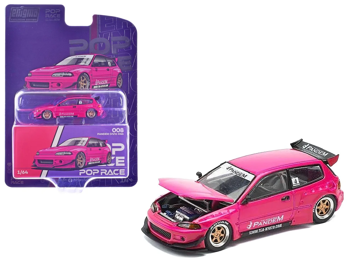 Pop Race Pop Race Pandem Civic EG6 RHD Pink Enigma Exclusive Edition 1/64 hobby collectible — product photo