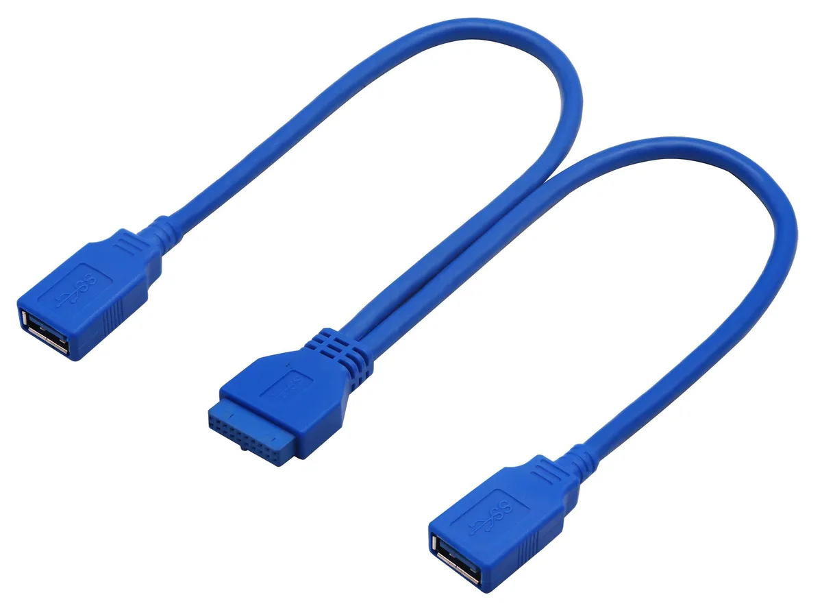 BUCIER BUCIER 20 Pin Y Splitter Dual USB 3.0 A Female to 20 Pin Header Cable 30cm — product photo