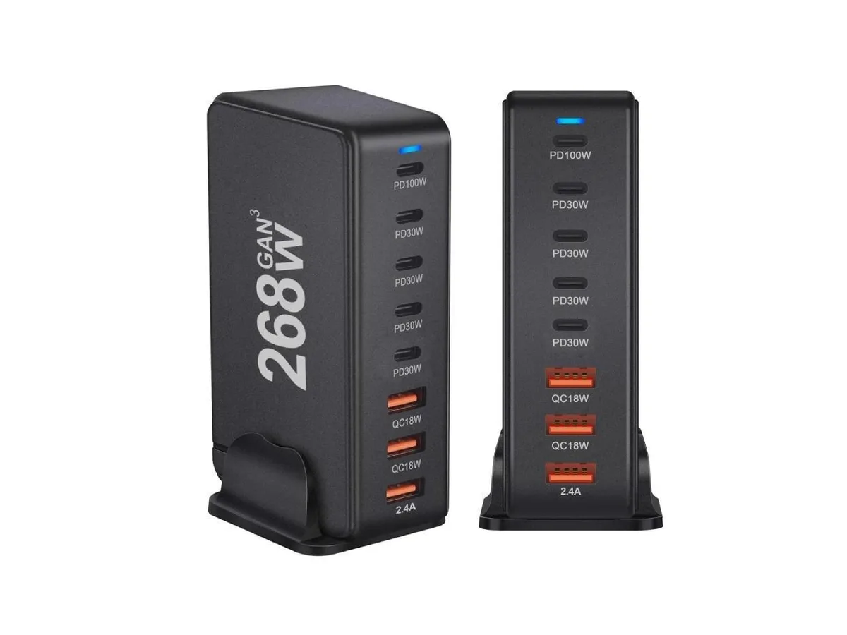 IXJYLCPC IXJYLCPC 8 Port USB C 268W GaN Charger Black — product photo