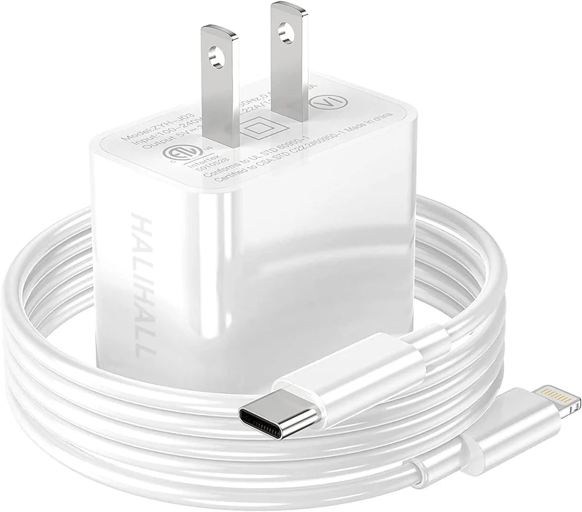 KINGARD KINGARD MFI Certified USB C Fast Charger Kit with 6ft Lightning Cable White — product photo