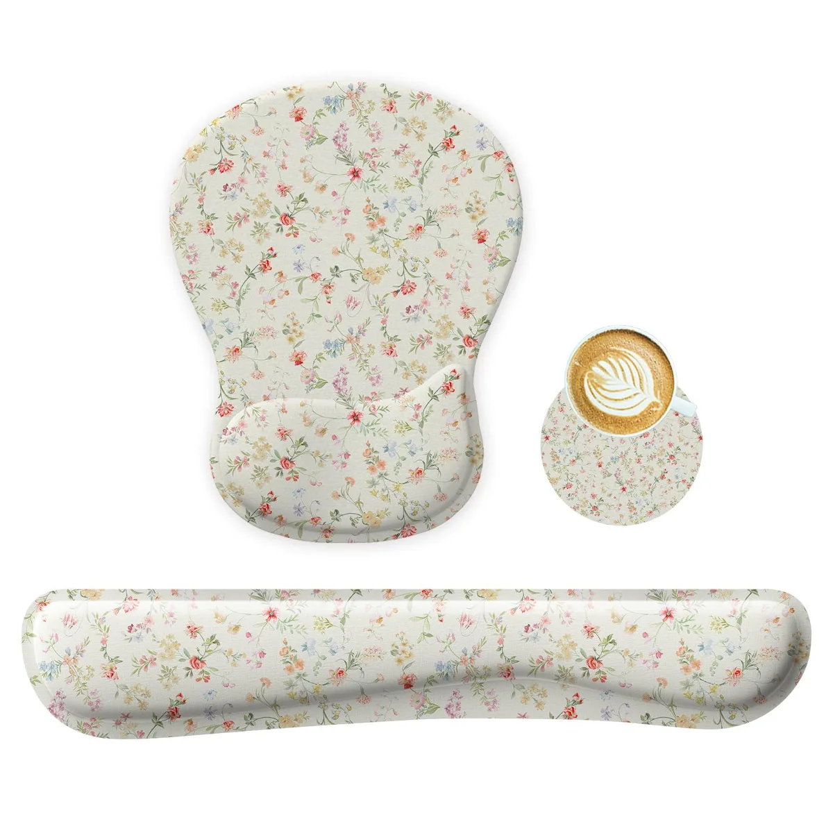  WINTOJO Wrist Rest Set Flowers KM-39 Mouse Pad Keyboard Coaster Gel Memory Foam — product photo