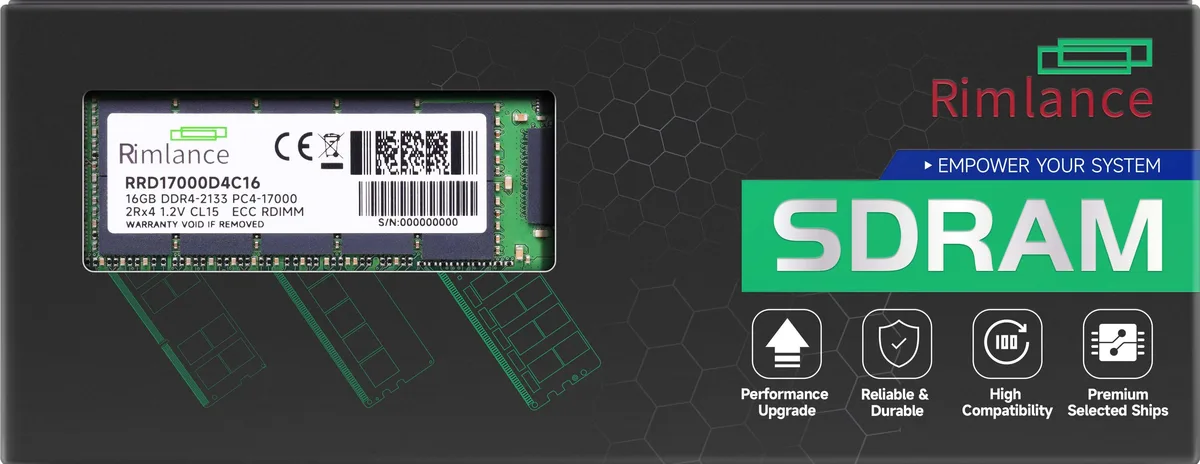 RIMLANCE RIMLANCE 16GB DDR4 2133 PC4-17000 CL15 2Rx4 ECC Registered RDIMM Server Memory — product photo