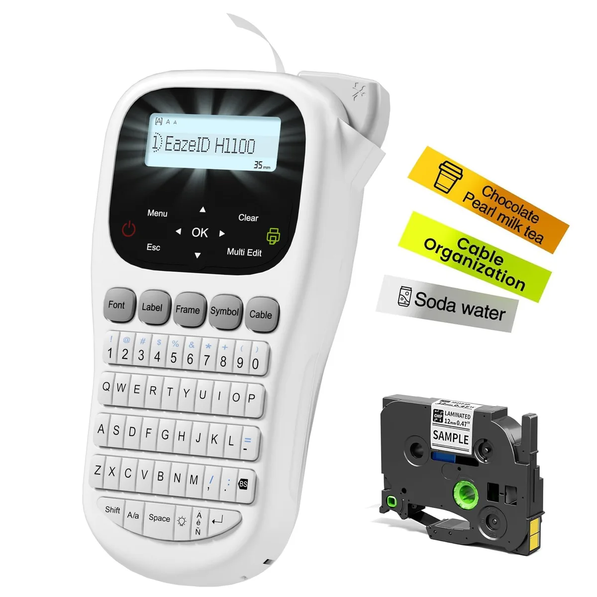 EazeID H1100 Label Maker 12mm 0.47 in Tape Backlit — product photo