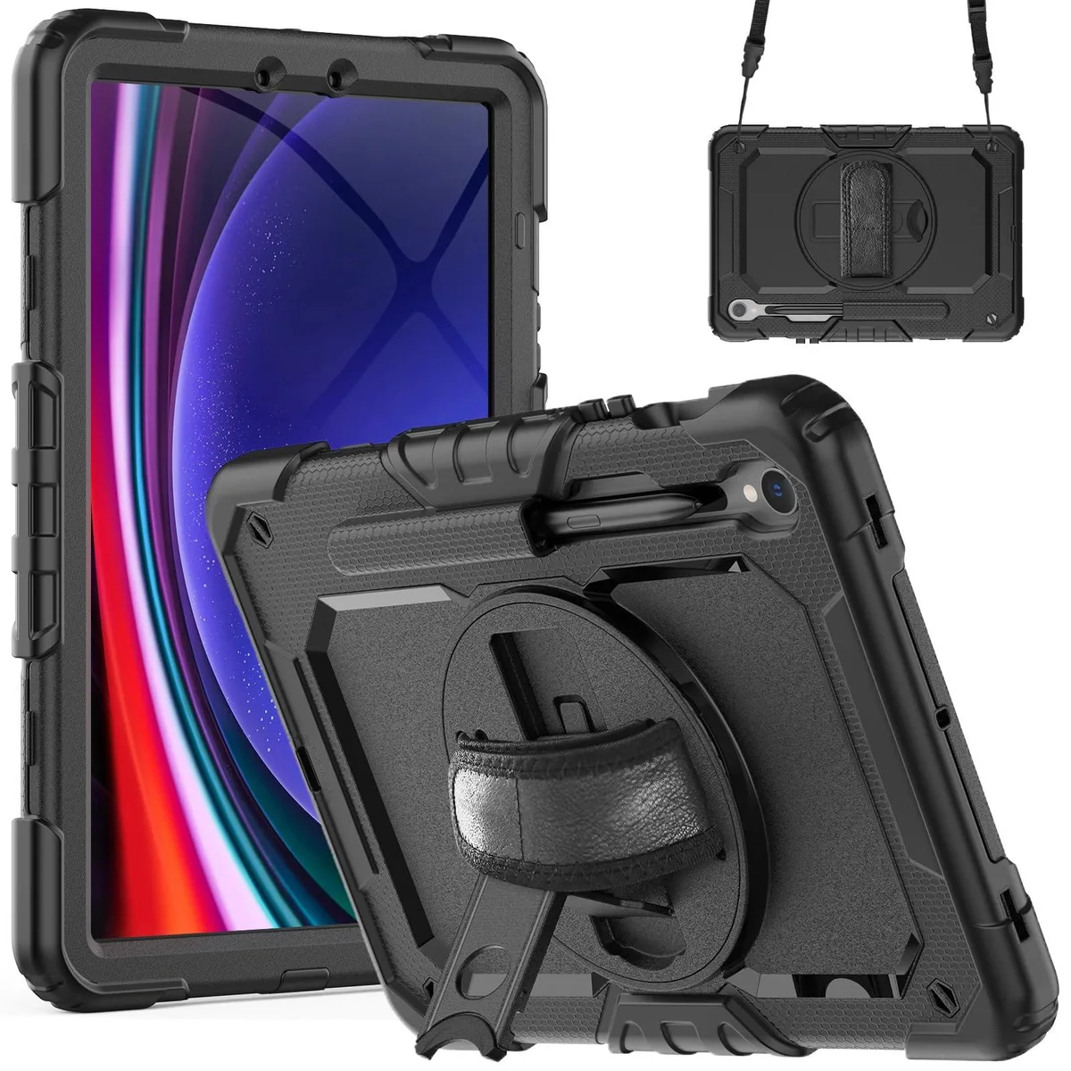 Timoom Timoom Heavy Duty Case with 360° Stand & Straps for Galaxy Tab S10 FE/S9 FE 10.9"/S9 11" Black — product photo