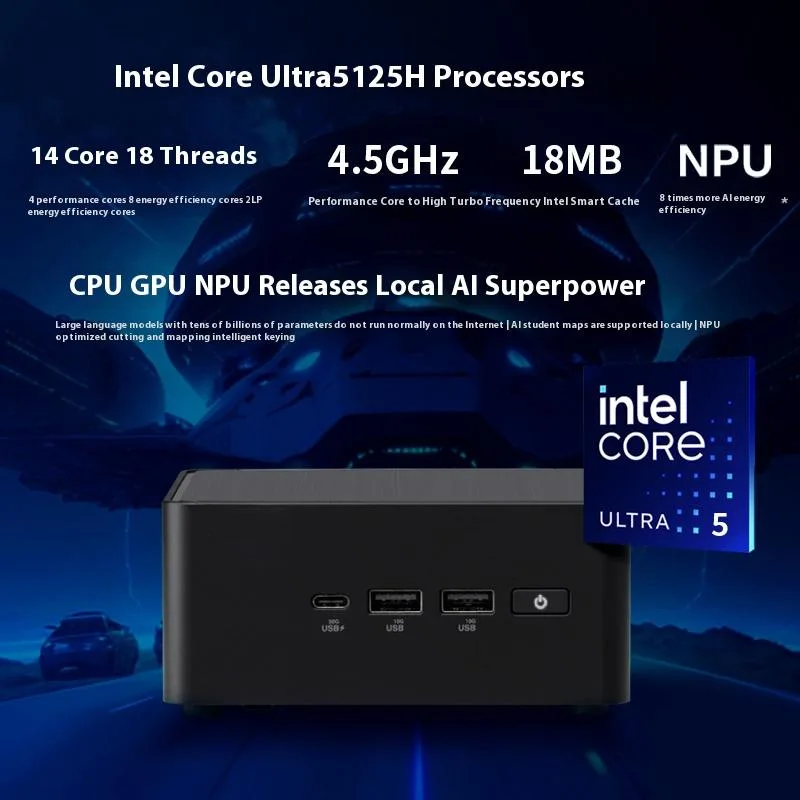 Intel Intel NUC 14 Pro Mini Core Ultra 5 125H Thick Black barebone mini PC — product photo