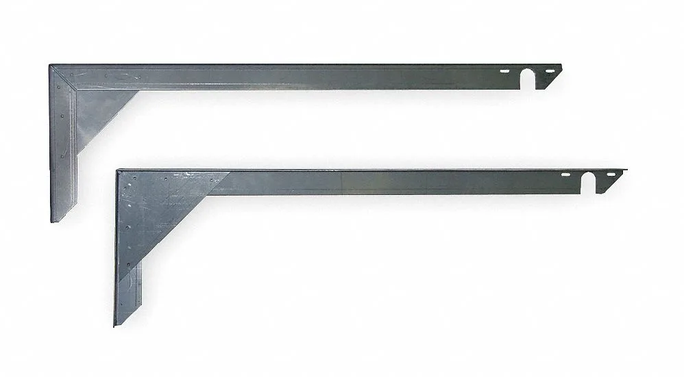 Stainless steel wall mounting bracket, gray finish, rectangular frame, pair of brackets