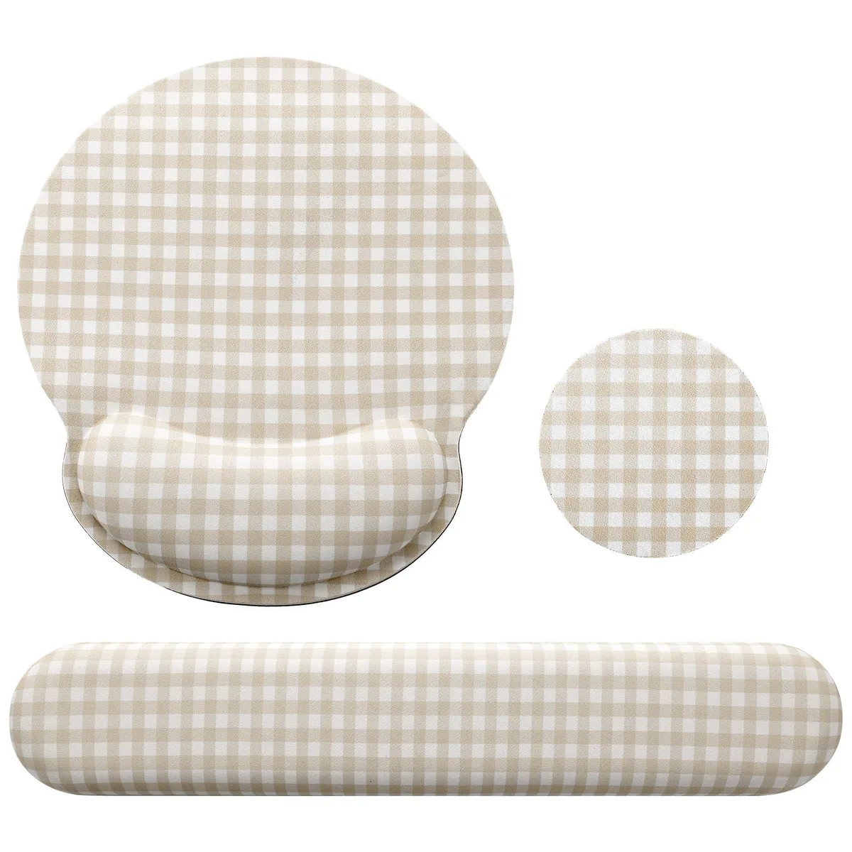  Tellegloww QMF-Tellegloww-2437 Khaki Gingham Wrist Rest Set — product photo