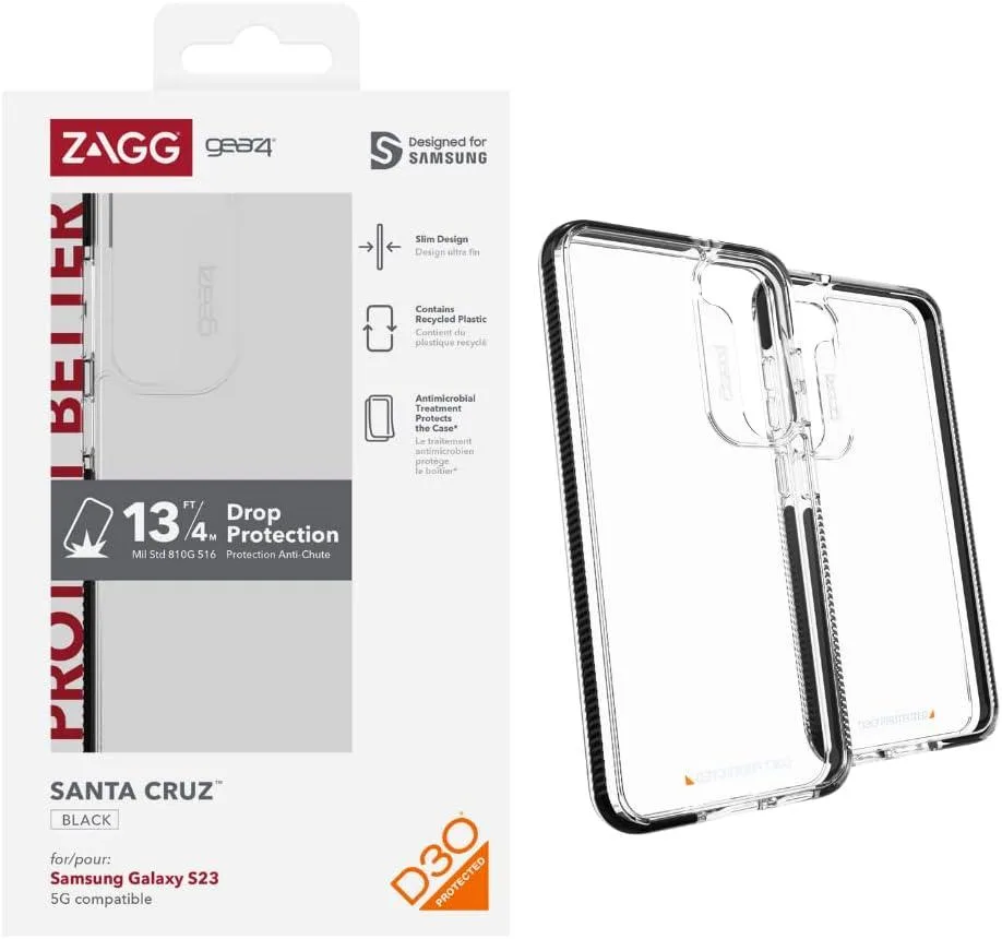 ZAGG ZAGG Gear4 Santa Cruz Samsung Galaxy S23 Case Black D30 13ft — product photo