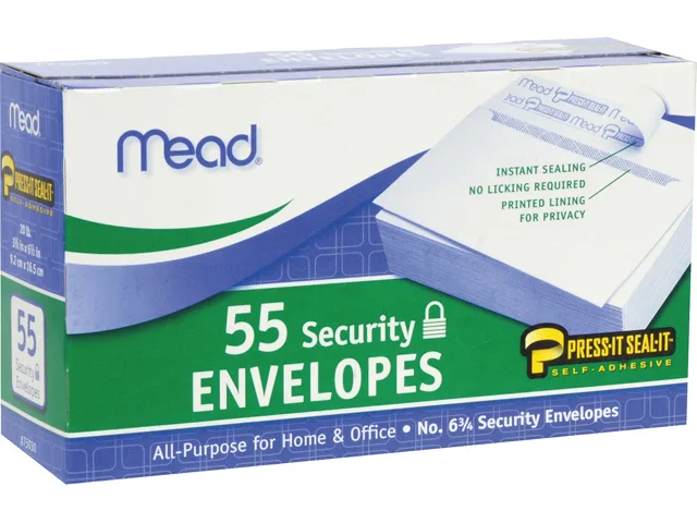 Mead Mead 75030 Security Envelope #6.7 Peel & Seal 55/Box White — product photo