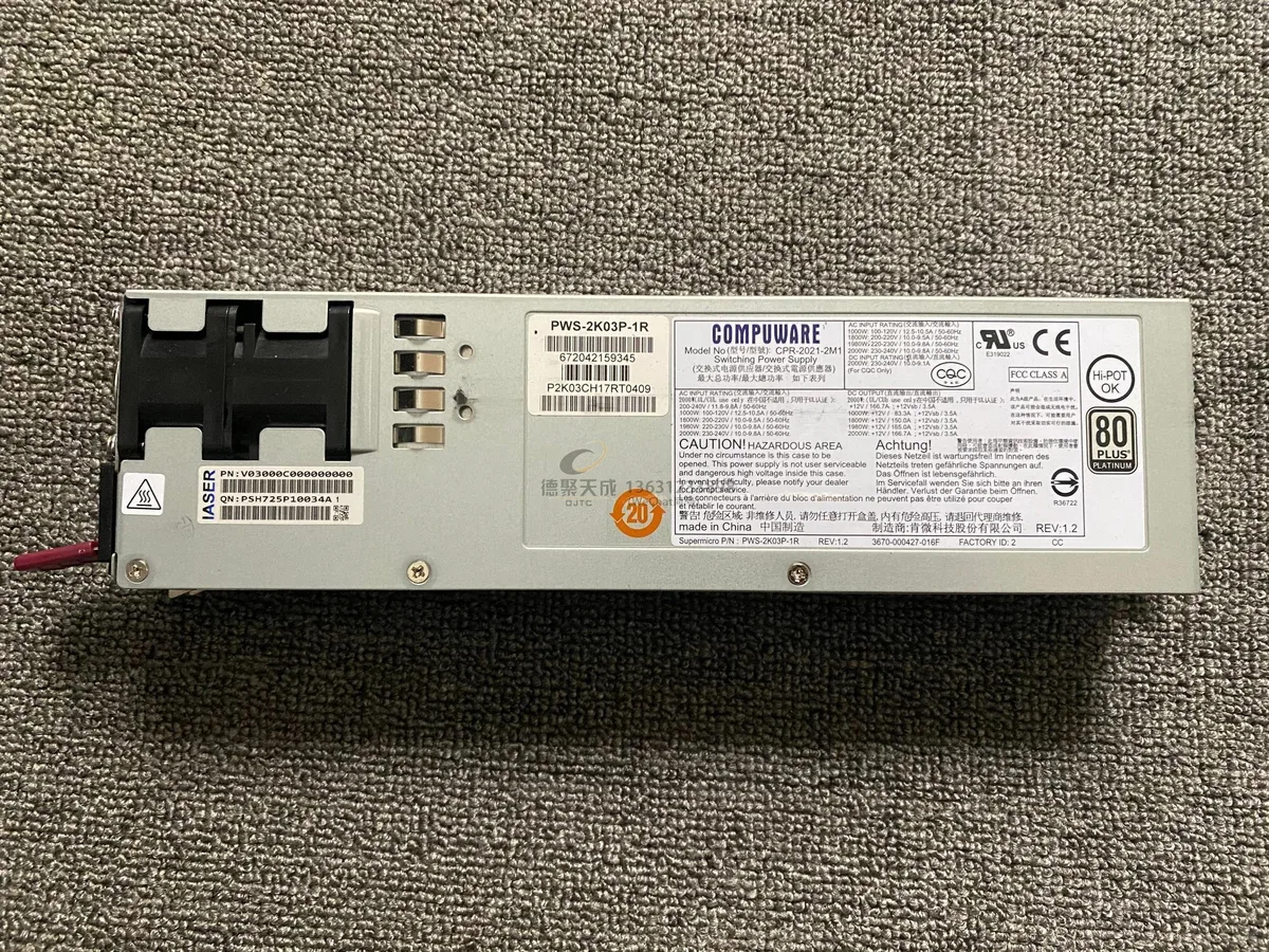 KHACHIMO KHACHIMO PWS-2K03P-1R Redundant Power Supply 2000W CPR-2021-2M11 CPR-2021-2M1 — product photo