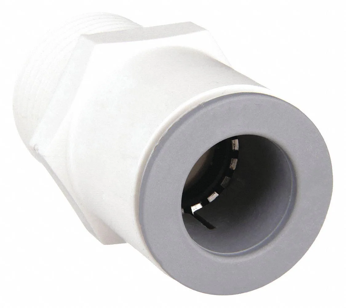 White bio-based nylon push-fit adapter fitting with threaded end