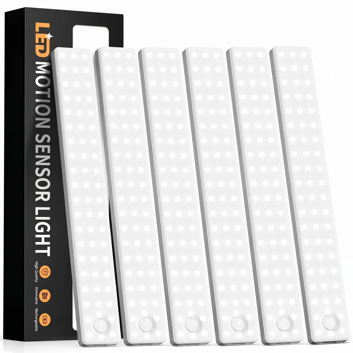 Six slim white LED bars with magnetic mounts and USB-C cables