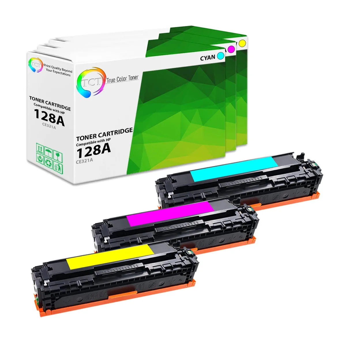 TCT TCT 128A Color Toner Cartridge 3 Pack CE321A CE322A CE323A — product photo