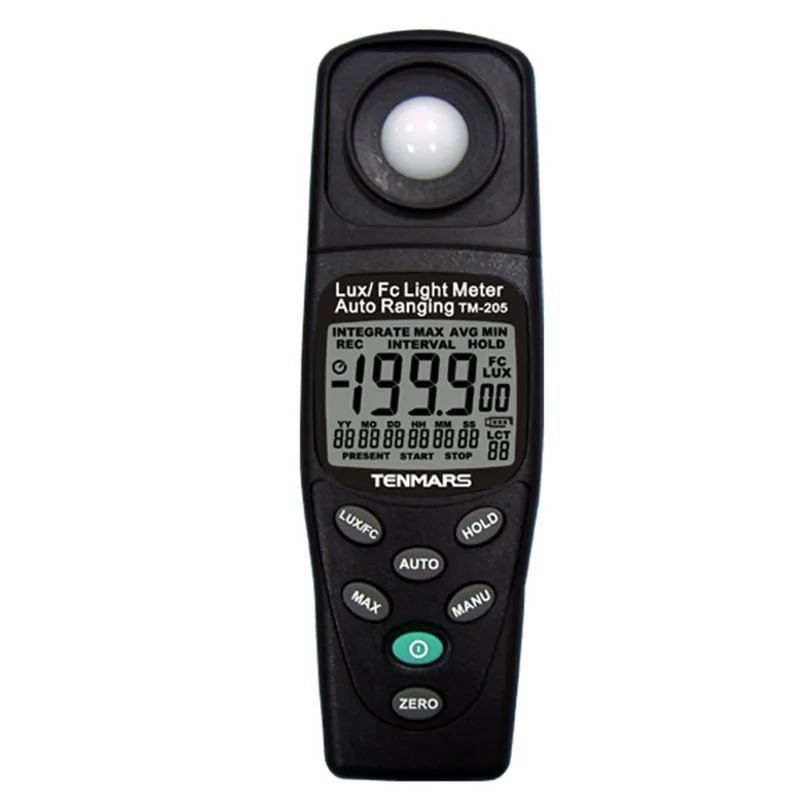 Red handheld light meter TM-205 with LCD display