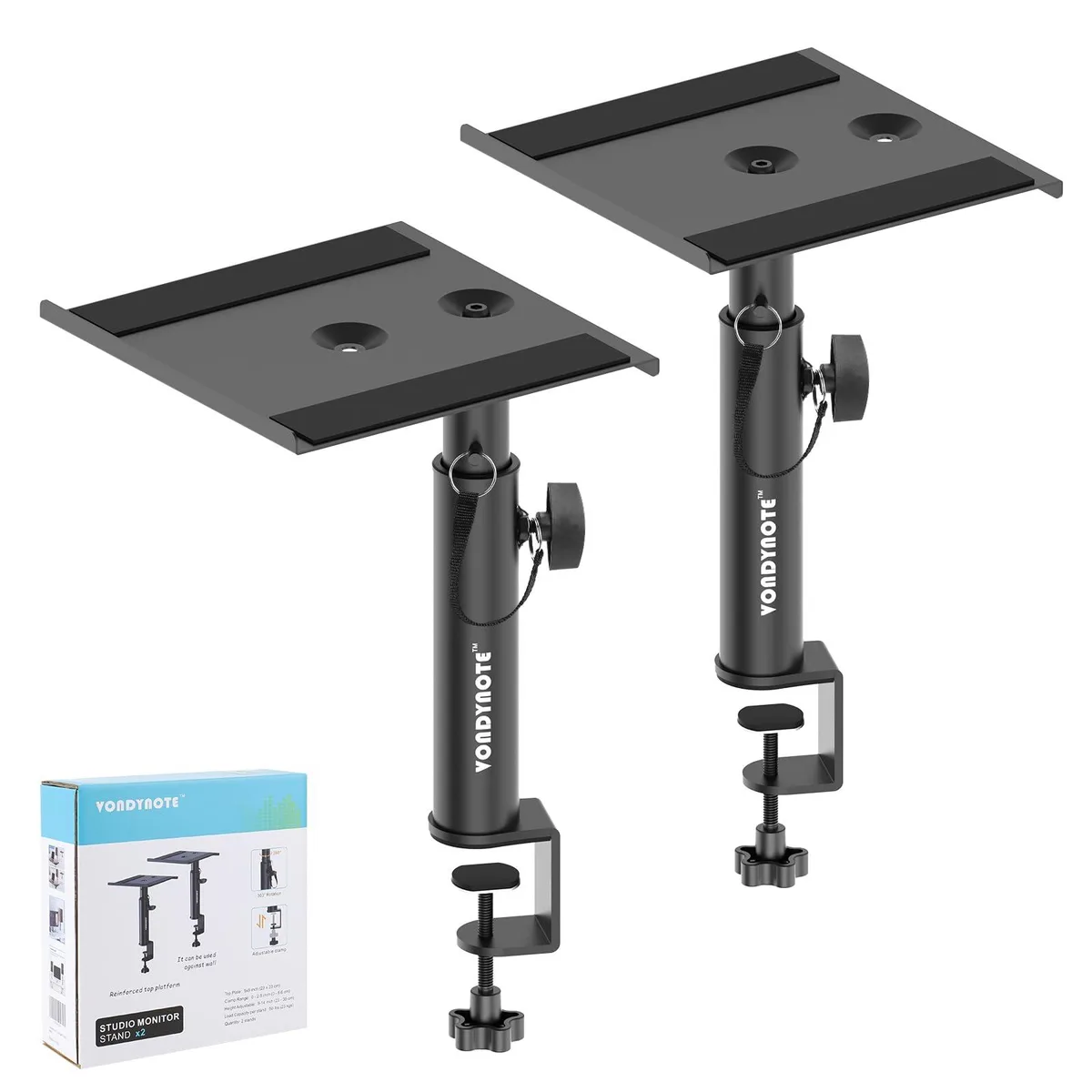 Avid Clamp Stands with Wall Placement, Set of 2, Black, Metal, 9-14 in Height, 50 lb Load — product photo