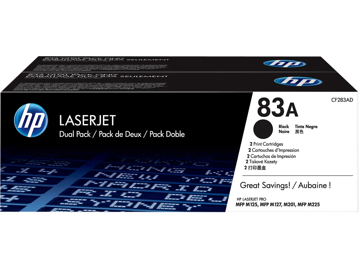 HP HP CF283AD 83A 2-Pack Black Toner Cartridges (Genuine Brands) — product photo