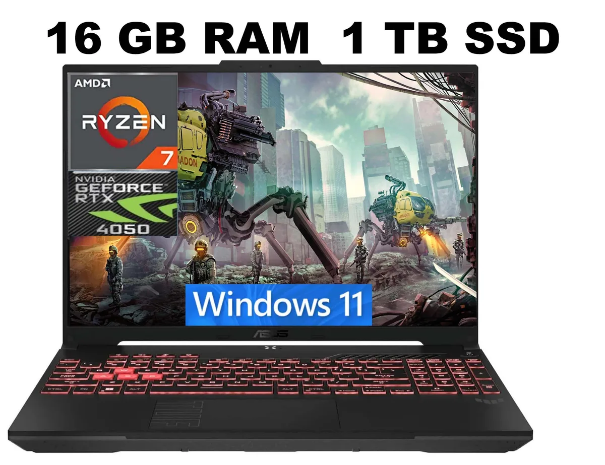 ASUS ASUS TUF A16 gaming laptop Ryzen 7 7445HS RTX 4050 16GB 1TB 16 144Hz — product photo