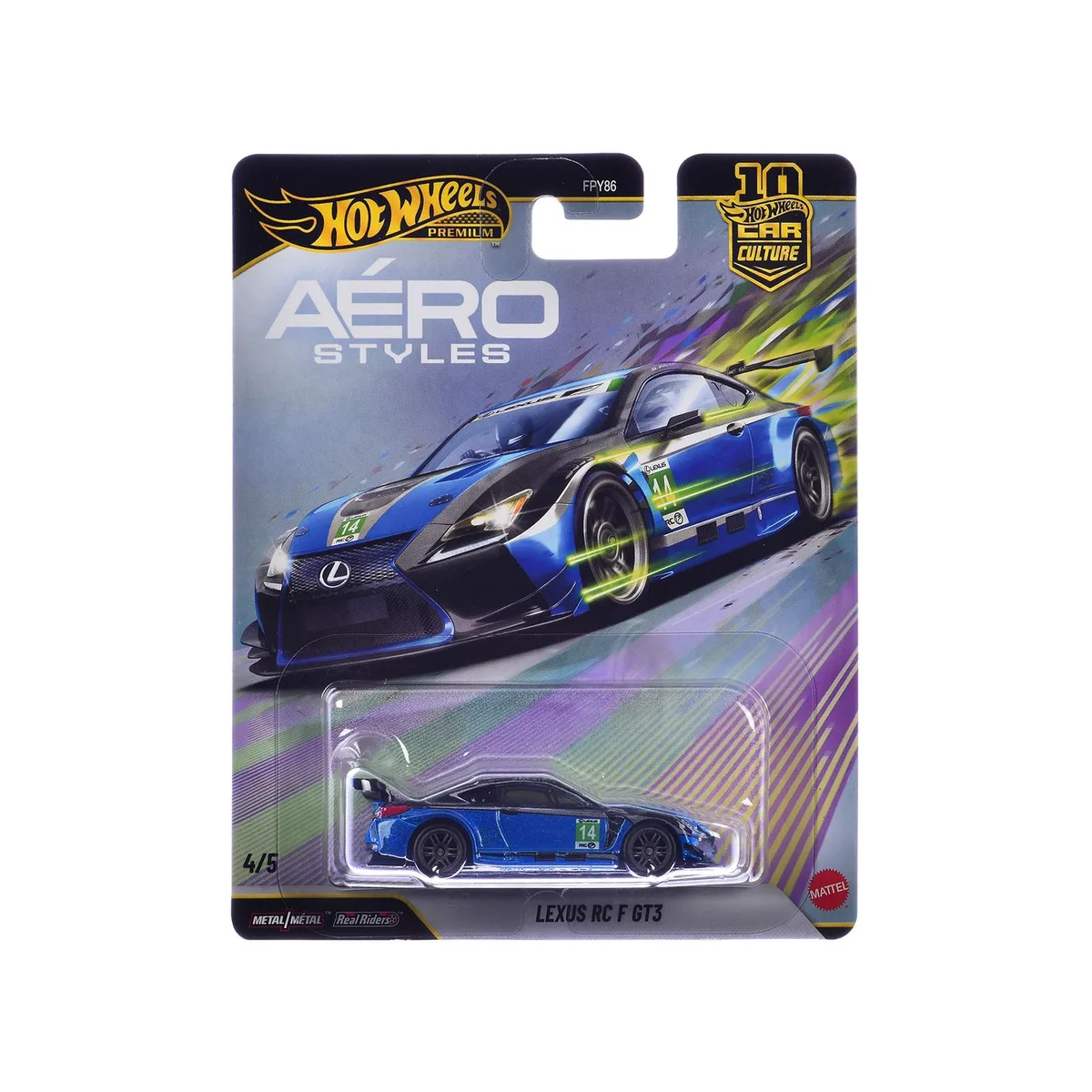 Hot Wheels Hot Wheels Lexus RC F GT3 #14 Blue Metallic Aero Styles Diecast Car — product photo