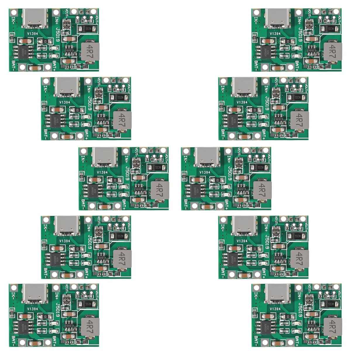 KEHIPI KEHIPI 10 Pcs Type-C USB TP4056 3.7V 4.2V Step-Up Battery Charger Module — product photo